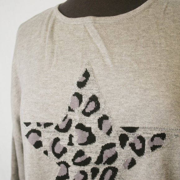 Renuar Grey Knit Sweater with Animal Star - Picture 2 of 3